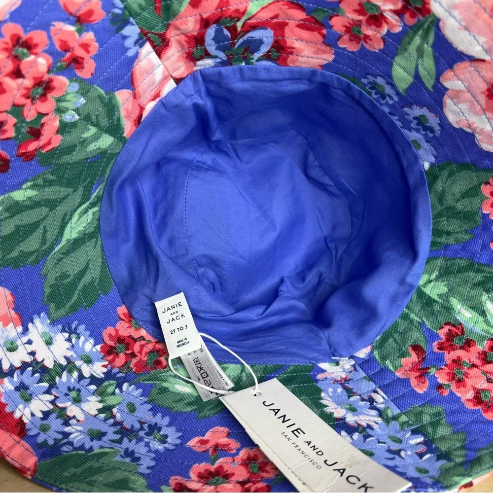 Janie and Jack Floral Sun Bucket Hat 2-3yrs NWT